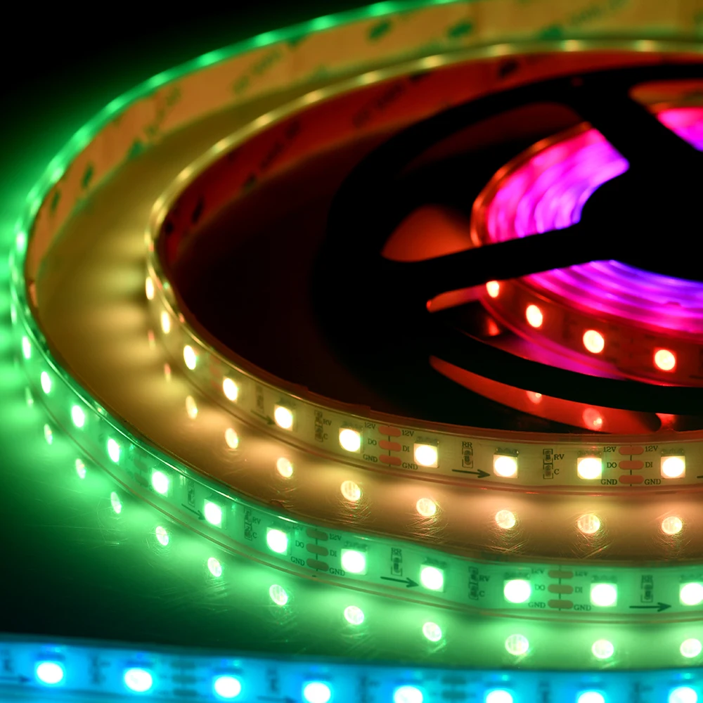 Addressable LC8806 Programmable 5050 Flexible Waterproof IP67 12v WS2811 rgb led strip ws2812b led strip 5m