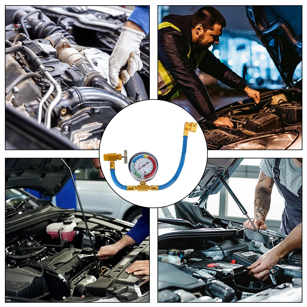 Freon r134a Car Refrigerant Pipe Open Valve Charging Pipe Car Air Conditioner Tools Car Accessories With Measuring Gauge