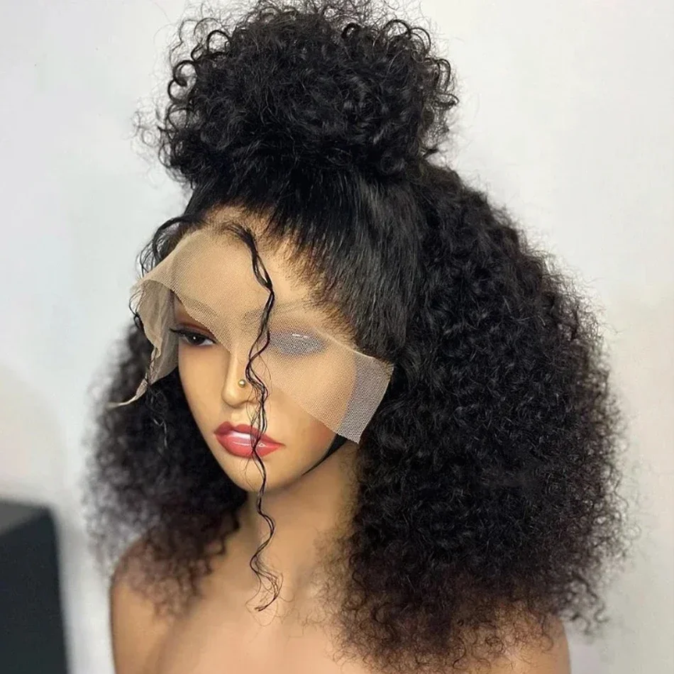 Short Kinky Curly Bob 12A Malaysian Lace Front Human Hair Glueless Wig