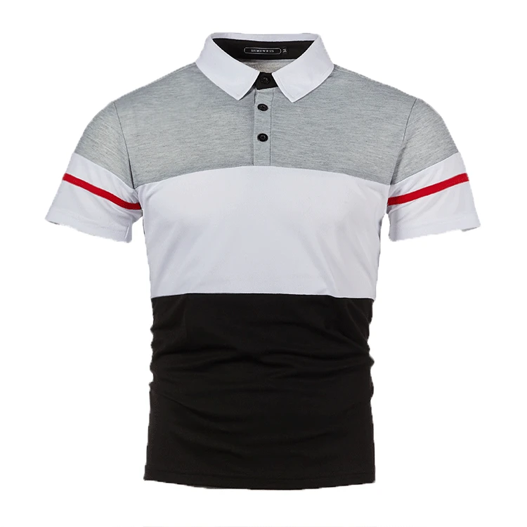 Best Sellers Men Tshirts Custom Striped Summer Clothes Man Golf Apparel Color Combination Block Spliced Polo Shirt