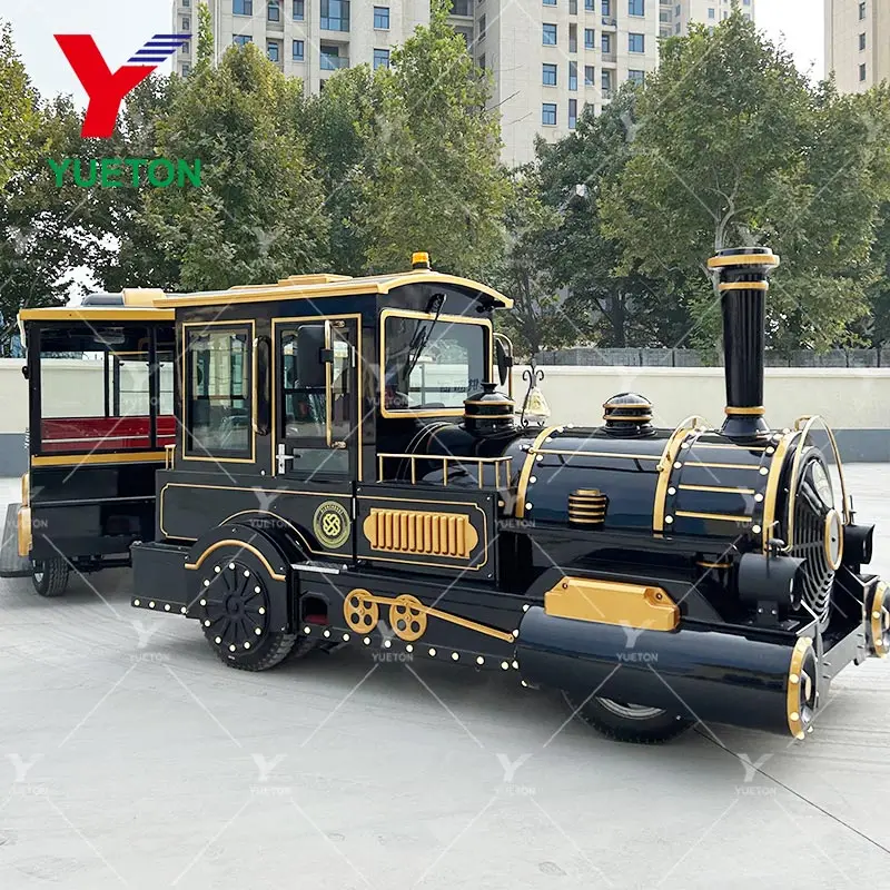 China Amusement Park Rides Adult Sightseeing Dotto Electric Diesel Trackless Tourist Train With Enclosed Coach For Sale