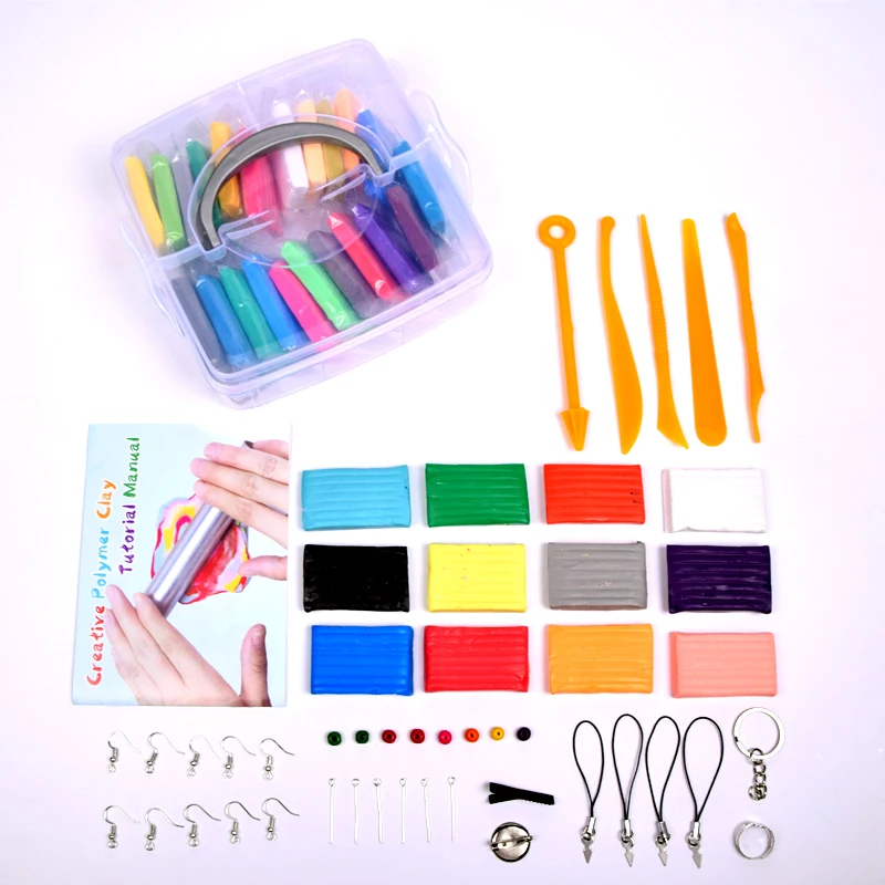  12 цветов 20g Полимерная глина комплект Playdough Ювелирные серьги Набор