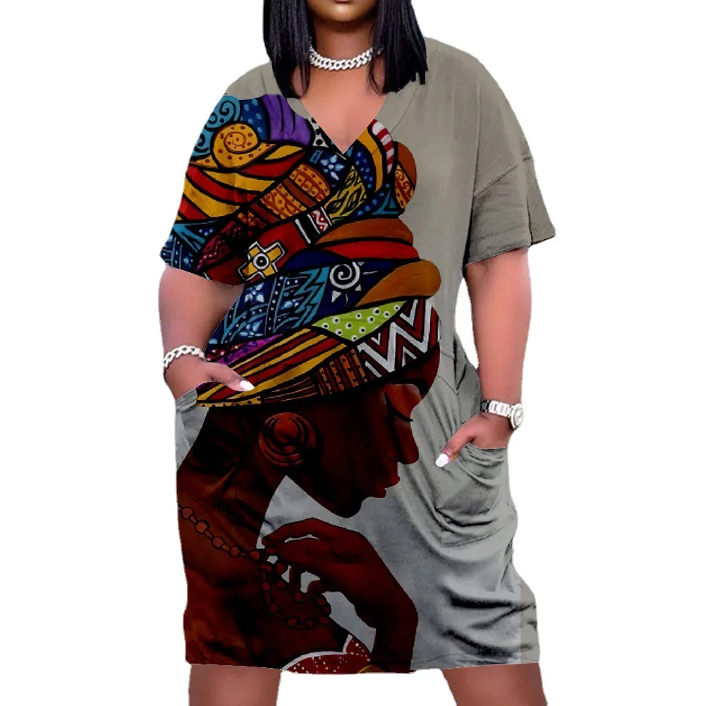 Wholesale New Summer Medium And Long Large Size Loose 3D Printed Multi-Color Dress female clothing