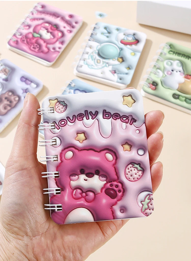 Cute 3D Pocket Notebook For Elementary School Students, A7 High Appearance And Portable Side Flip Spiral Bound Notebook