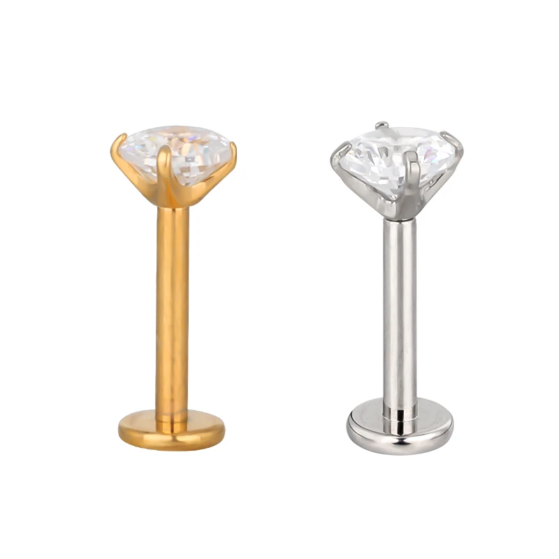 GZN Jewelry 4 Prong Set Heart CZ Top  16G Internally Threaded Monroe Labert Piercing Helix Earring Wholesale