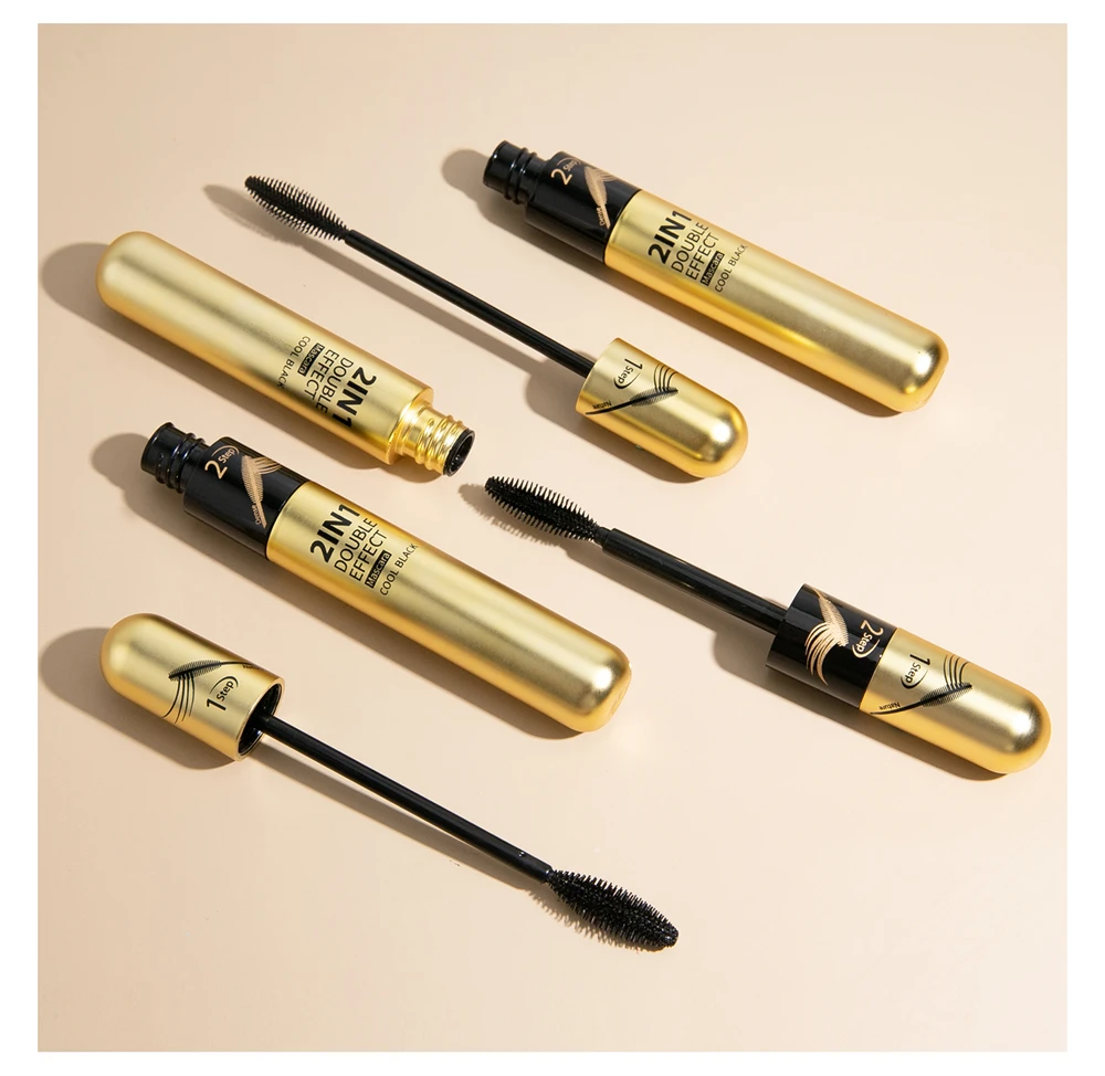Professional Cosmetics  Mascara Waterproof  base 2 In 1 Natural Eyelash Mascara Thick Curling 4D Double Head Mascara