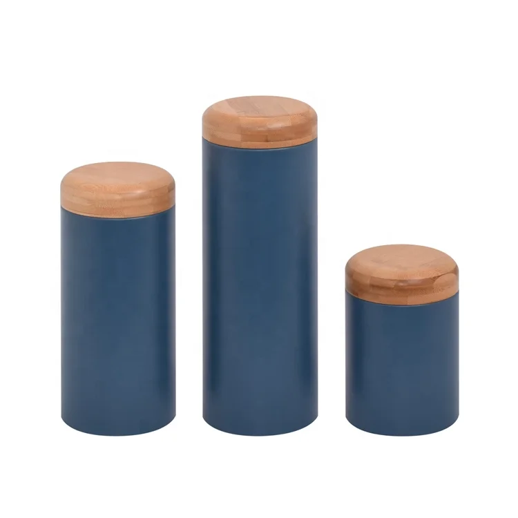 Набор для хранения чая кофе сахара 3 кухонных контейнера канистра специй Jiangman с бамбуковой крышкой