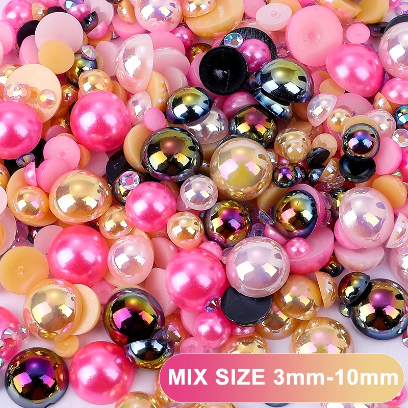 Juli Mixed Package Resin Rhinestone Clothing Accessories ABS Flat Back Decoration Half Round Pearl For DIY Nail Art Accessories