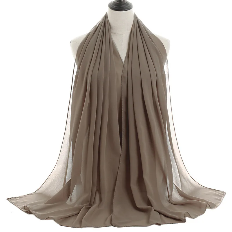 Custom Instant Neutral Premium Chiffon Hijab Solid Color Muslim Scarf Women Maxi Pearl Chiffon Hijab