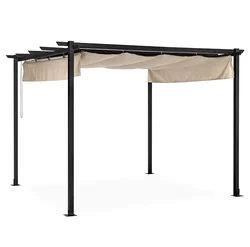 Heavy Duty Outdoor Resistant Steel Retractable Polyester Pergola With Weather
