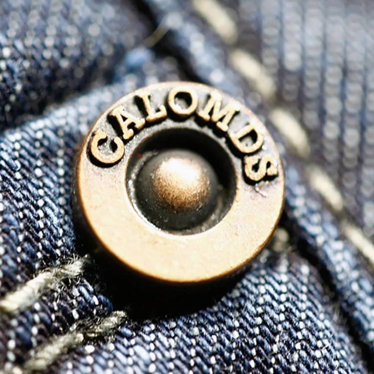 Custom Brand Name Logo Iron Jeans Buttons Antique Copper Denim Jeans Metal Brass Rivet Nut Buttons Shank Metal Button Jean