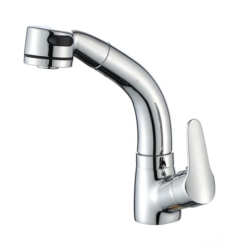 Ningbo Metalique Height Adjustable Expandable Single Handle Basin Kitchen Sink Faucet with Pull Out Sprayer