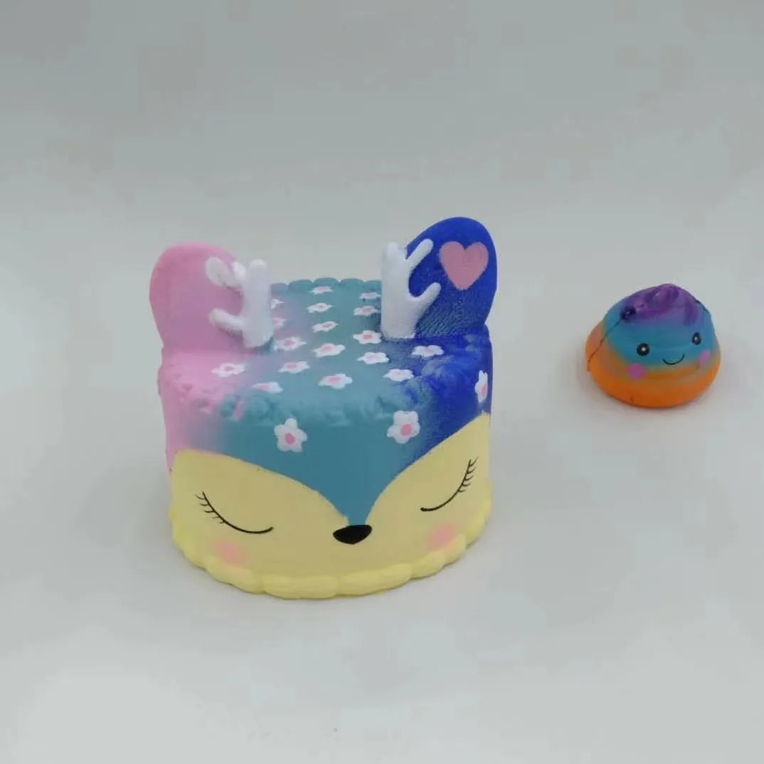 Pu Foam Anti-stress Antler Cake Custom Cake Stress Ball Pu Food Promotional Cute Animal Cakes Squishy Toys Gift