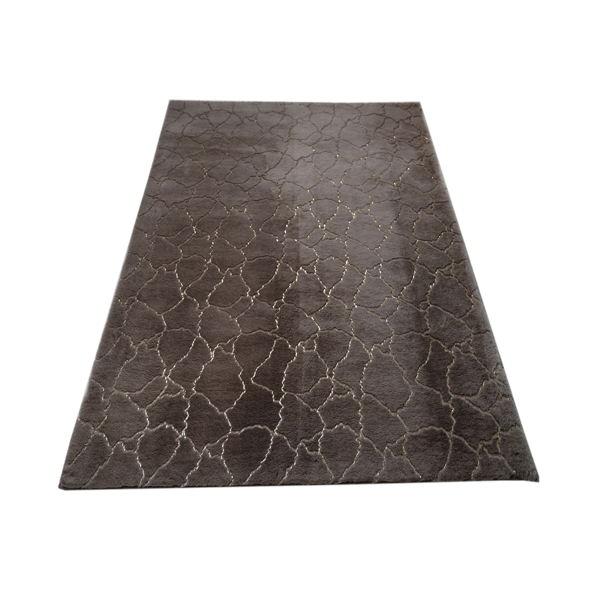 High Quality Foiled Faux Rabbit Fur Home Decorative Throw Rug In Brown Color