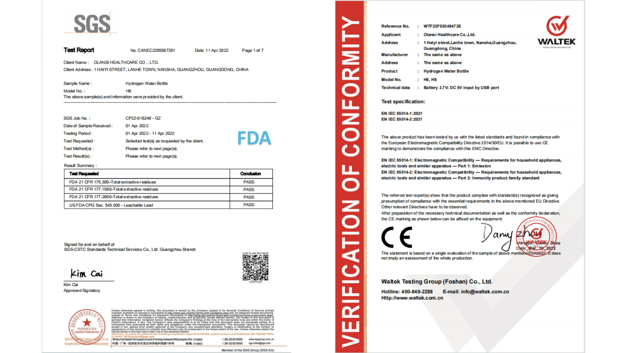 Olansi Healthcare Active Hydrogen Water Generator Bottle Portable Nano H2 filled Hydrogen-rich Water Bottle