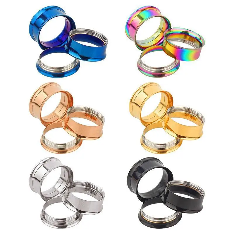 Wholesale Fashion Stainless Steel Screw Ear Plugs Tunnel Double Flared Colorful Earring Stretcher Ear Gauges Ear Expander