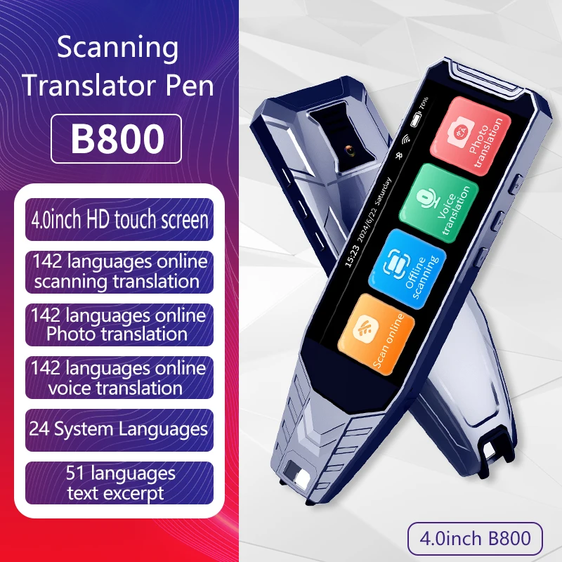 142 language online voice translation, text scanning translation pen,real time text photo translation 4.0-inch touch screen