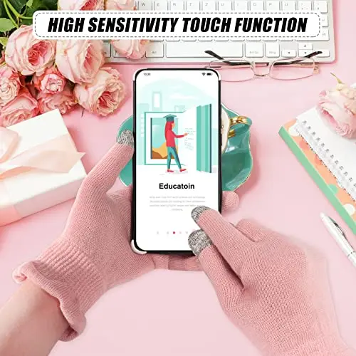 Dry Hands Hand Care Overnight Touchscreen Fingers Pink 2 Pairs Cotton Moisturizing Gloves