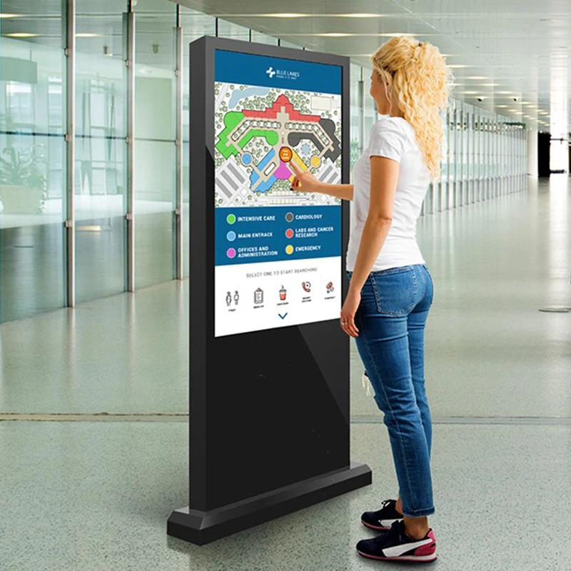 KINGONE Indoor Video Media Player Interactive Touch Screen Floor Standing Advertising Kiosk Digital Poster LCD Signage Display