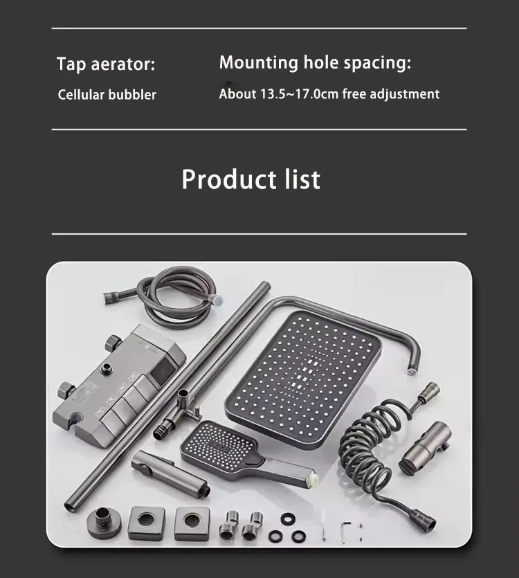 Bathroom thermostatic bath shower faucets mixer hot cold water key side spray bar Design Style Modern