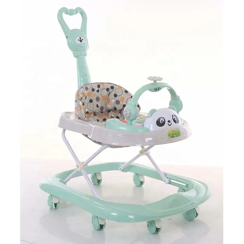 3 in 1 Baby Walker Sit Toy Cartoon Baby Trolly Walker with Push Handle 8 Swivel Wheel Baby Trolley Walker Rocker Chair