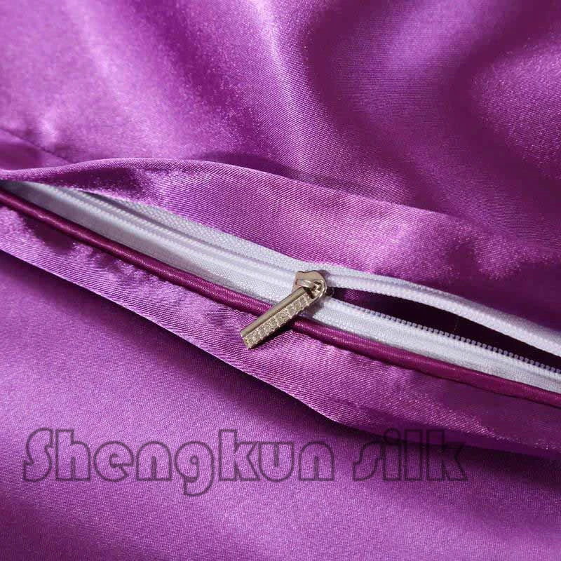 100% шелк тутового постельных принадлежностей простыни лаванда фиолетовый цвет пододеяльник плоский лист королева размер