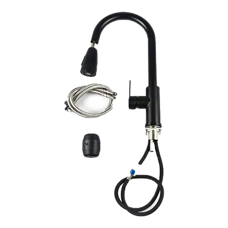 Deck Mounted 304 Stainless Steel Sink Mixer Wholesale from China Black Pull Down Sprayer Kitchen Faucet