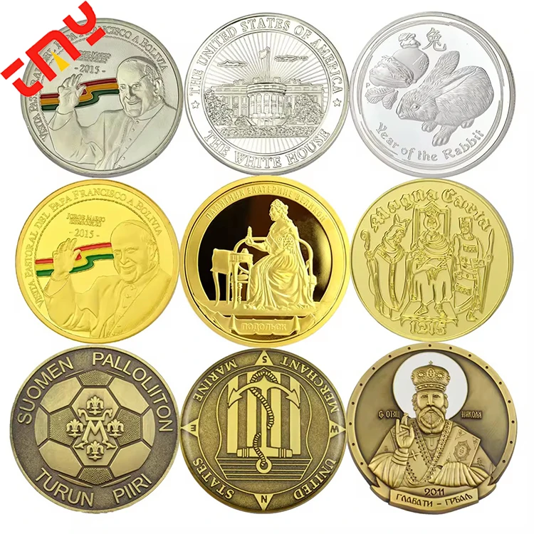 Personalized Custom Logo Stamping Die Blank Zinc Alloy 2D 3D Sliver Gold Challenge Metal Custom Coins