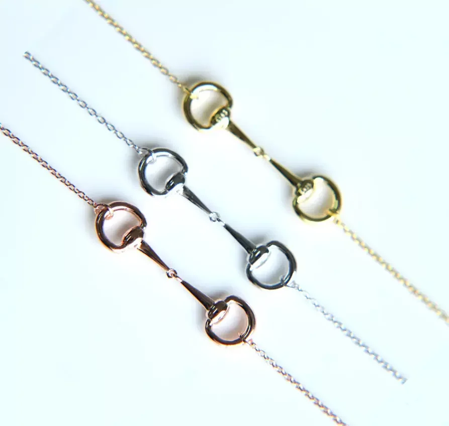 Real 100% 925 Sterling Silver Horse Lover Jewelry Three Colors Snaffle Bit Pendant Silver Women Bracelet New Charm Bracelet
