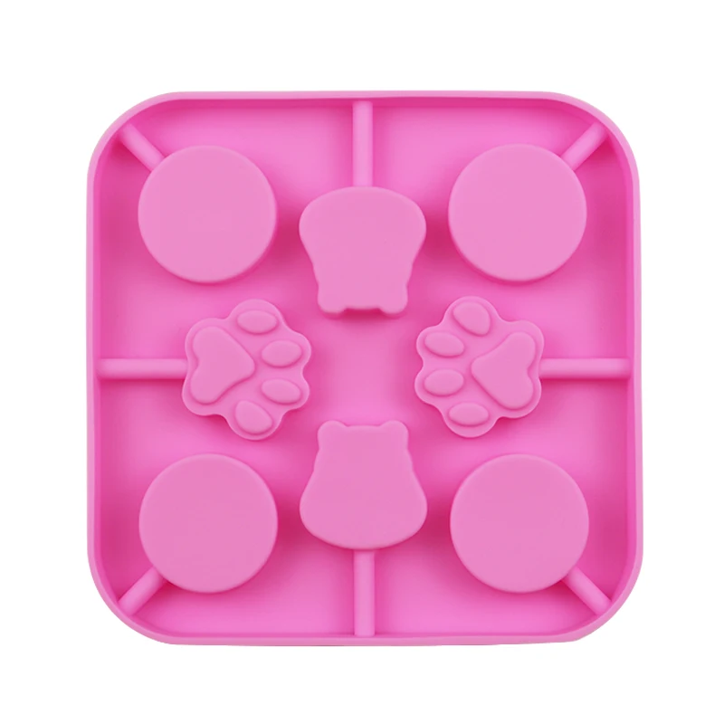 289 factory free sample lollipop mold hard candy silicone hard candy lollipop molds 8 hole feet and bear head shape resin mold
