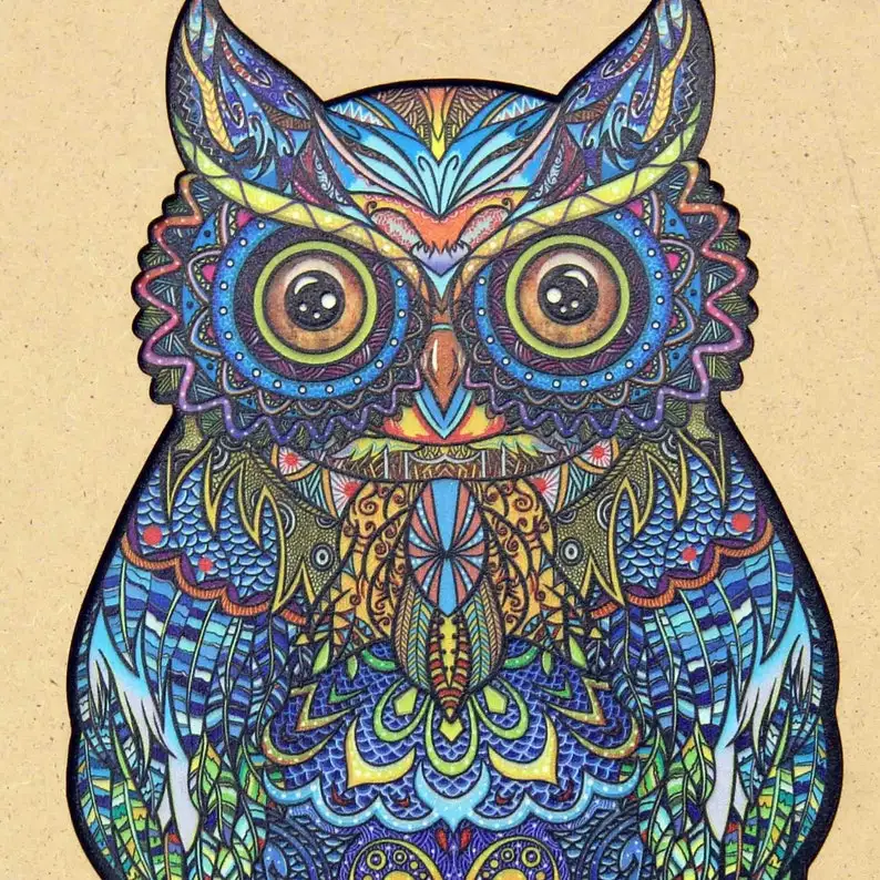 Customized Hight Quality decorative intellectual development Educational learning toys wooden animals adults OWL mandala Puzzle
