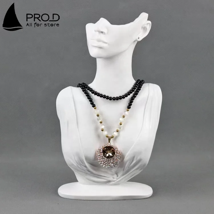Home Vertical Resin Half Face Mannequin Earring Display Rack Jewelry Neck Holder