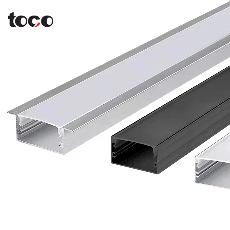 Toco Industrial Drywal внутренние плоские Канальные поверхностные крепления потолочные линейные световые крышки светодиодные алюминиевые изогнутые профили для экструзии