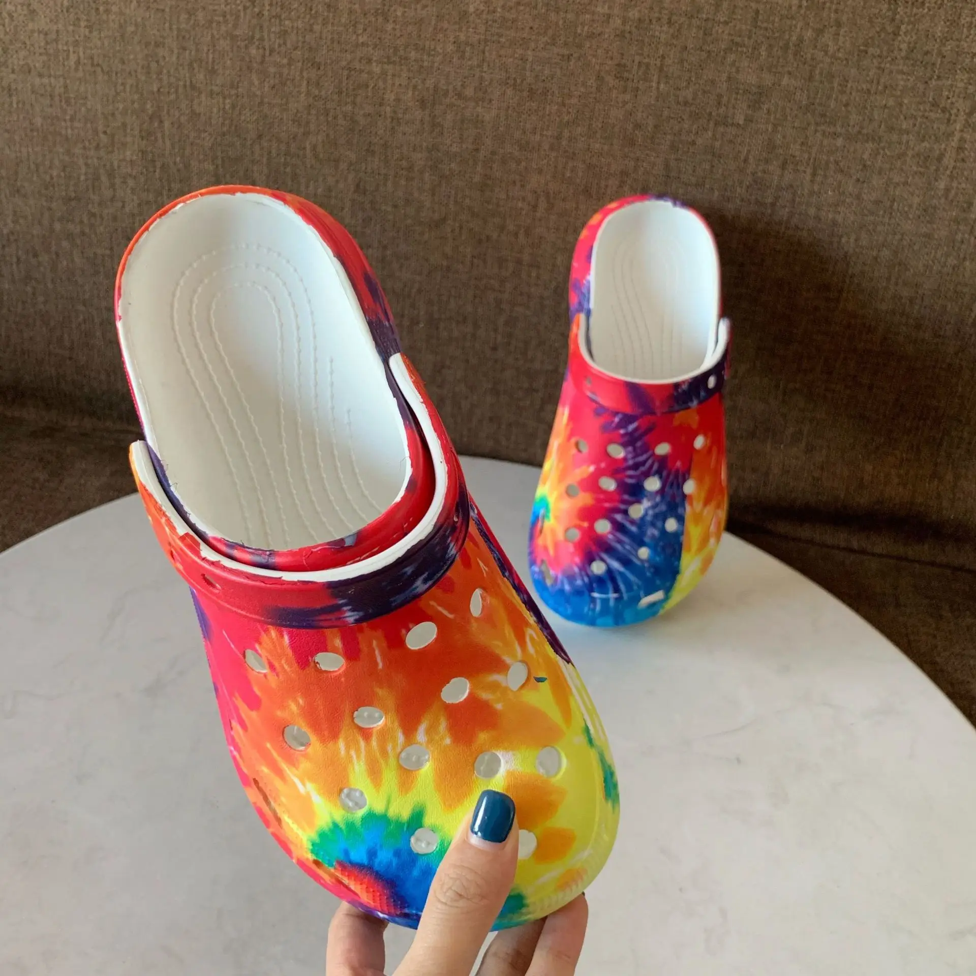 Designer Tie Dye Garden Colorful Cheap Rubber Shoe Clog Garden Shoe Charms Clogs For Women Shoes Sandal Clogs