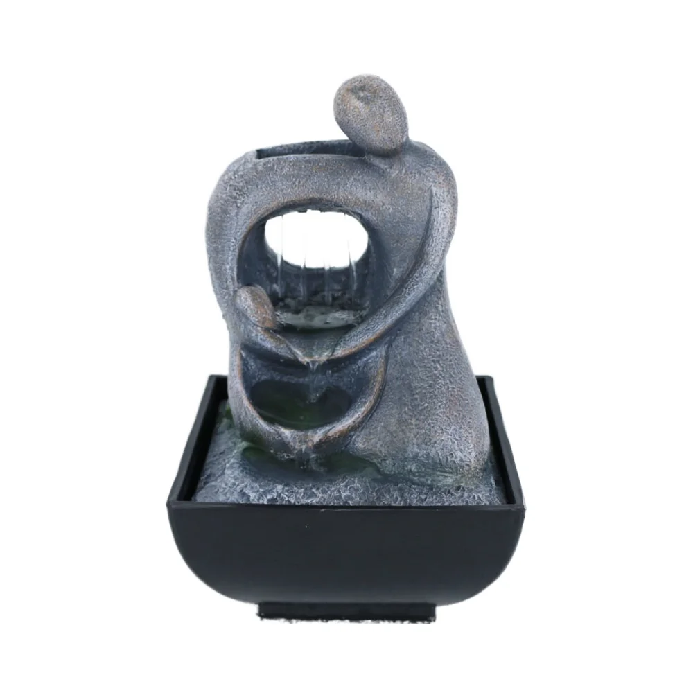 New Hot Selling Resin Plastic Base Water Tabletop Fountain Tabletop Fountain Tabletop Decoration Indoor Fountain With LED Light