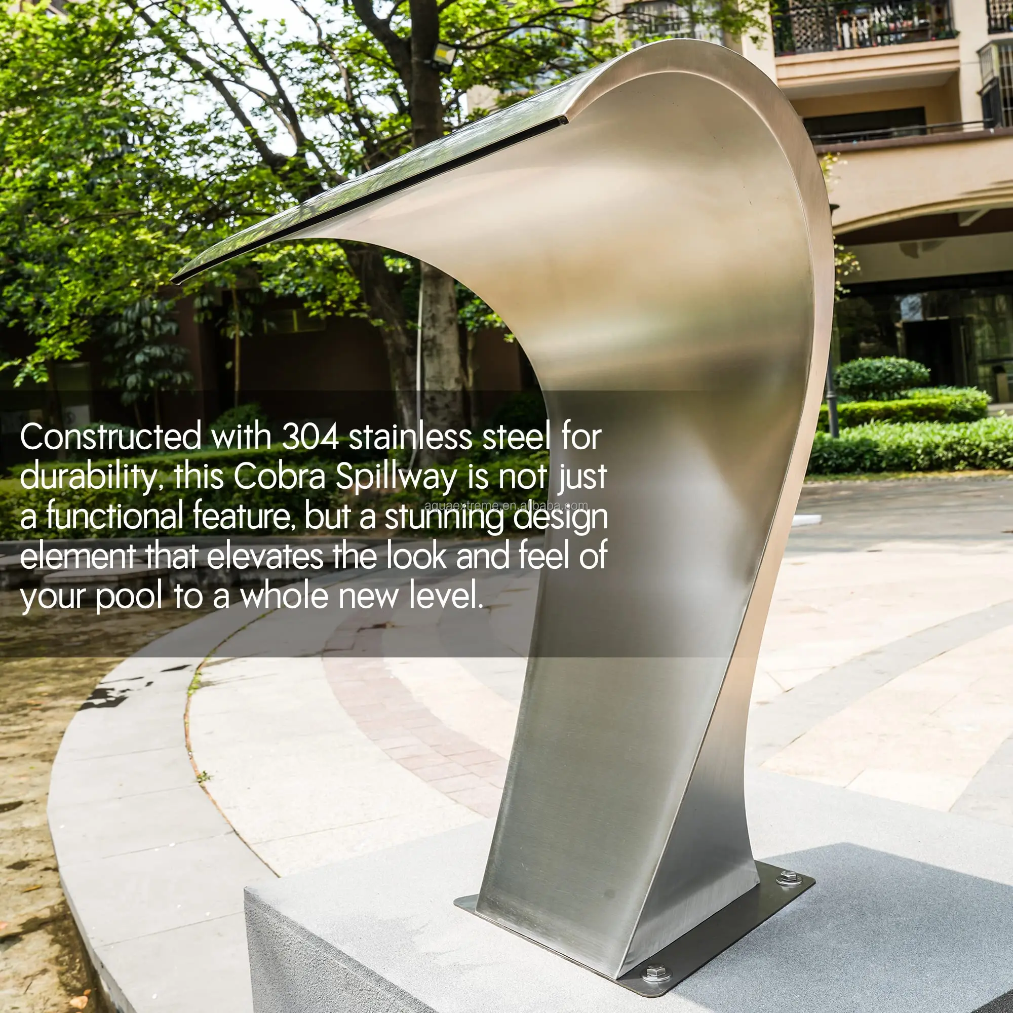 Swimming Pool & Garden Cobra Cascade Waterfall Spillway 304 Stainless Steel Fountain, Outdoor Spray Water Curtain