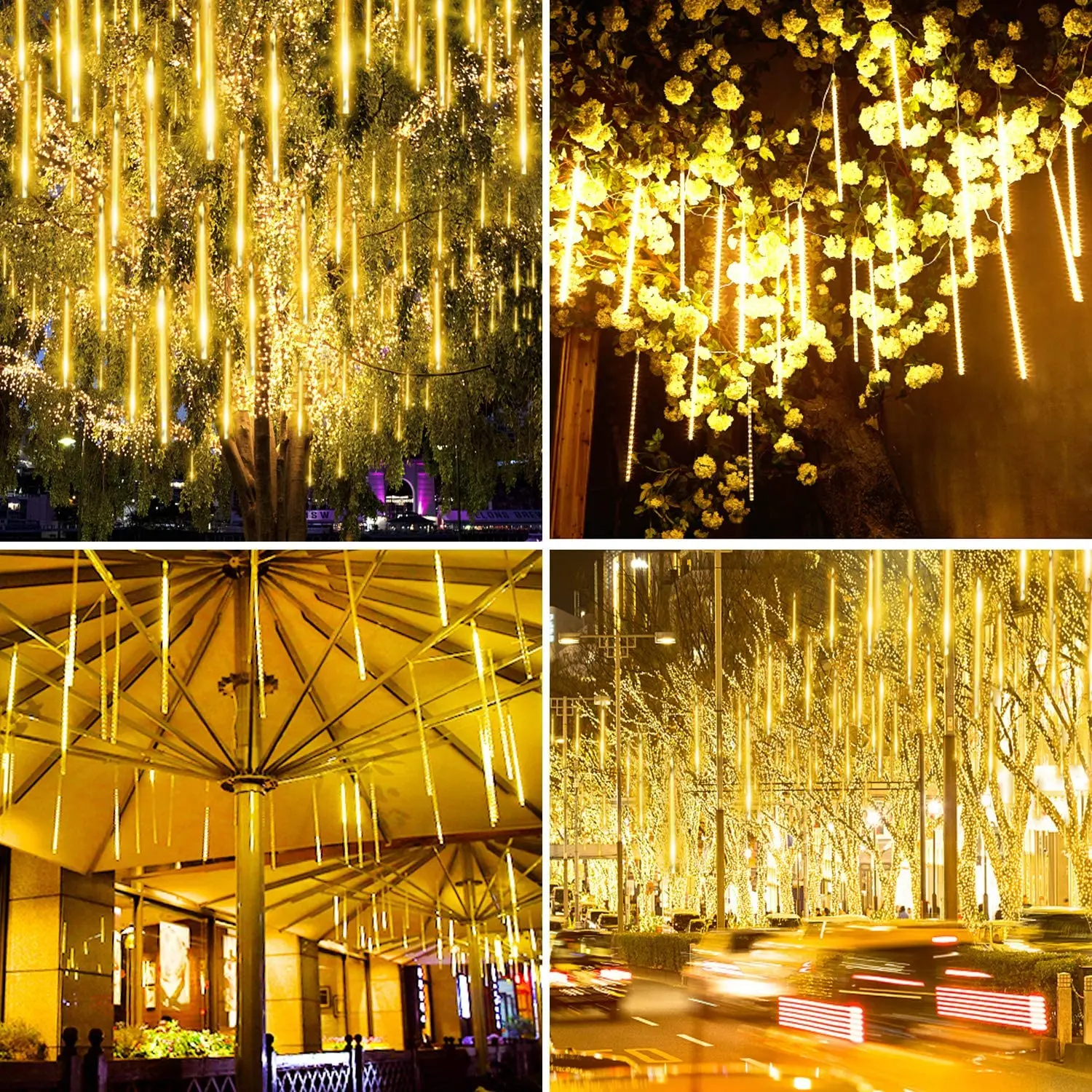 2024 LED Meteor Shower String Lights Christmas Firecracker Garland Lights Icicle Snow Falling Raindrop Light Garden Party decor