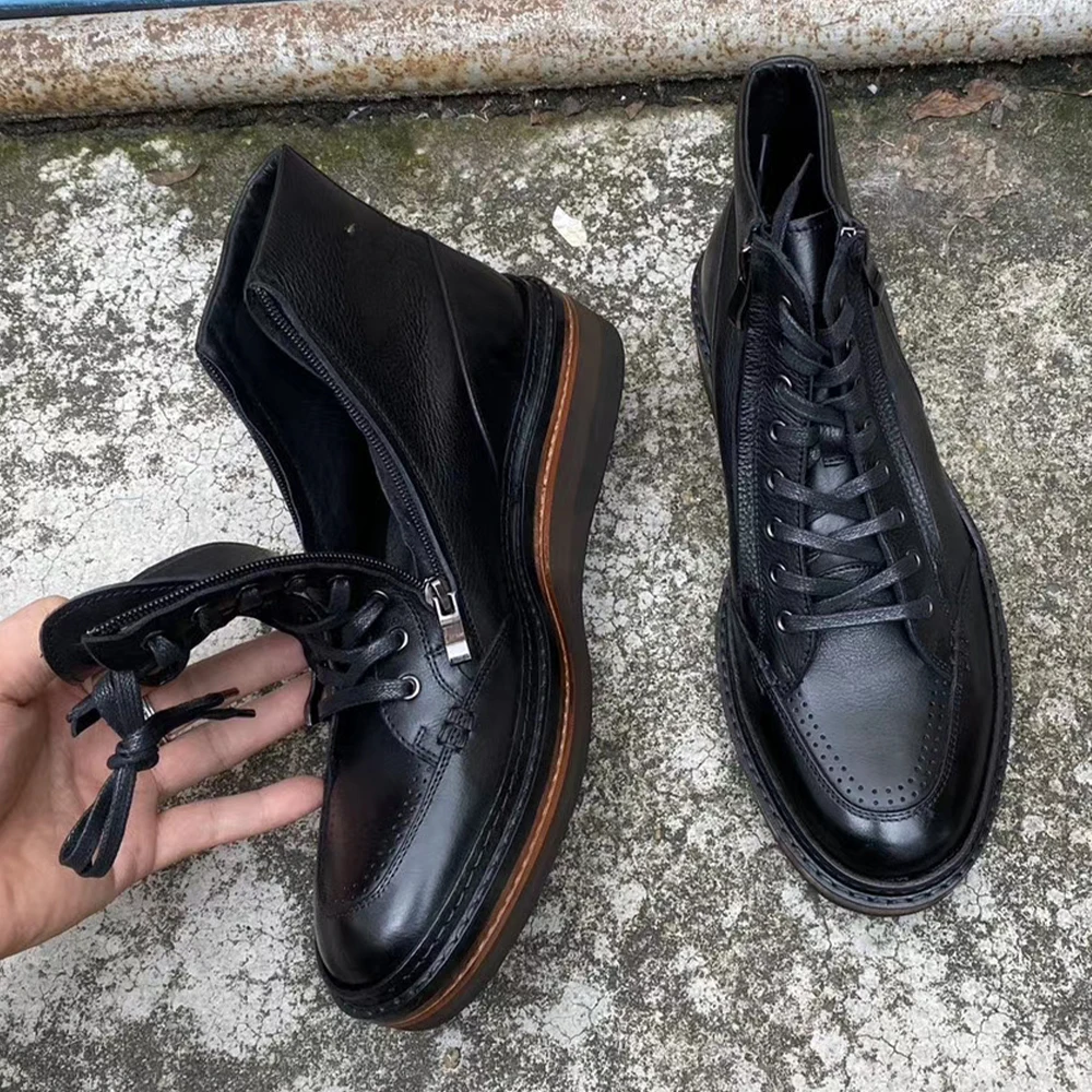 2024 New Fashion Cheap Genuine Leather Cowboy Boots Leather Men Casual Pure Leather Boots