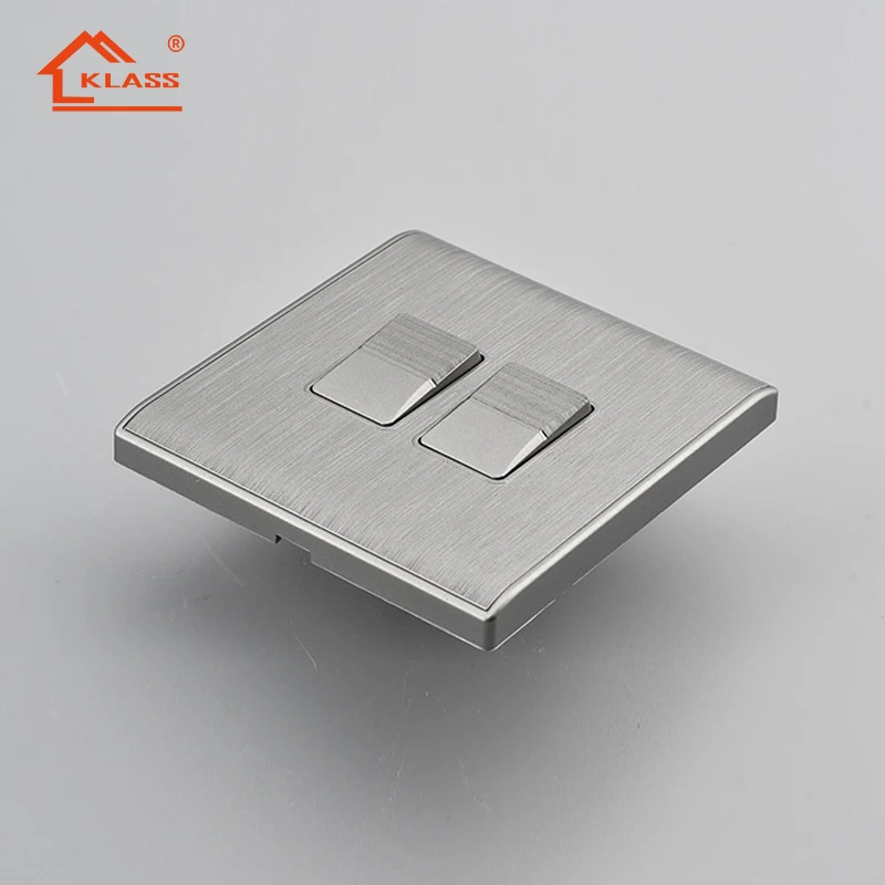 Multi-button uk standard panel pc wall switch and socket colour sliver