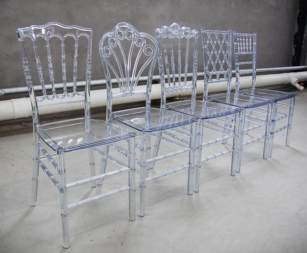 Wholesale Transparent Tiffany Chairs for Events Celebration Banquet Wedding Chair with Cushion Outdoor Hotel Furniture