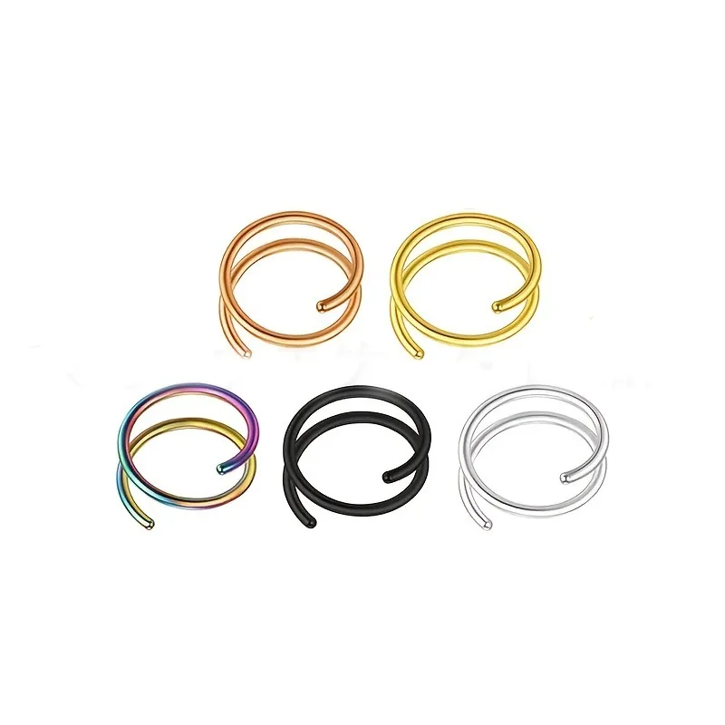 Body Jewelry Stainless Steel Septum Nose Piercing Double Helix Cartilage Rook Hoop Earring Hinged Clicker Segment Nose Ring