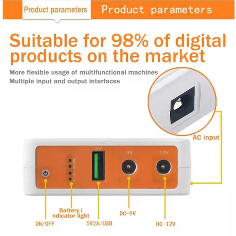 Wistino mini ups 12v power supply 8000 mAh long battery life set suitable for cctv camera router
