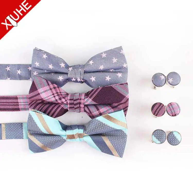Plastic Bow Ties Polyester Blue Star Pattern Bowtie Custom Pink Checked Silk Bowties