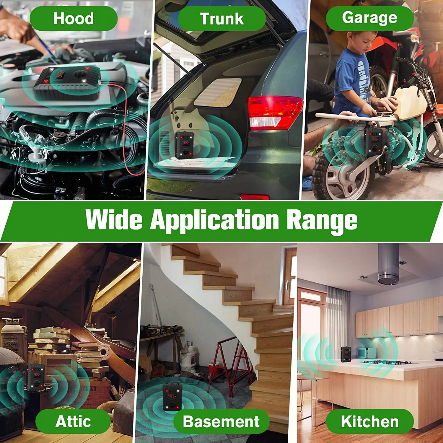 SJZ Auto Ultrasound Vehicle Car Rodent Repeller Deterrent With Vibration Sensor Detection Electronic Ultrasonic Marten Deterrent