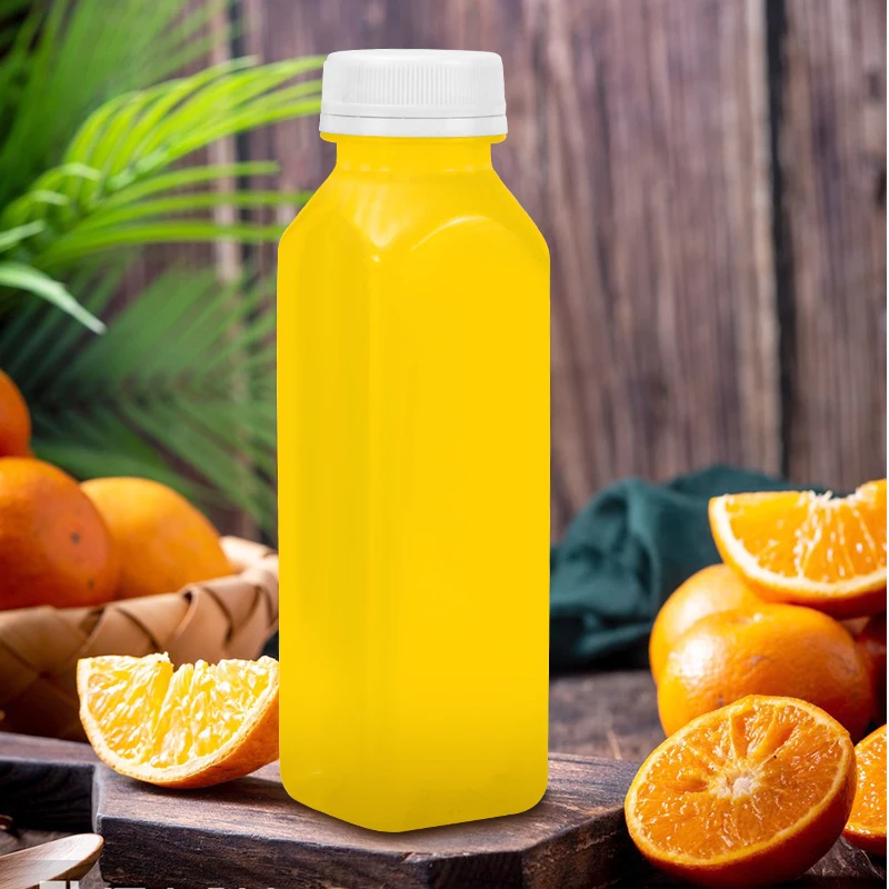Wholesale Custom Empty PET Square Plastic Juce Bottle 500ml 350ml Clear Plastic Juice Bottles for Beverage Packaging