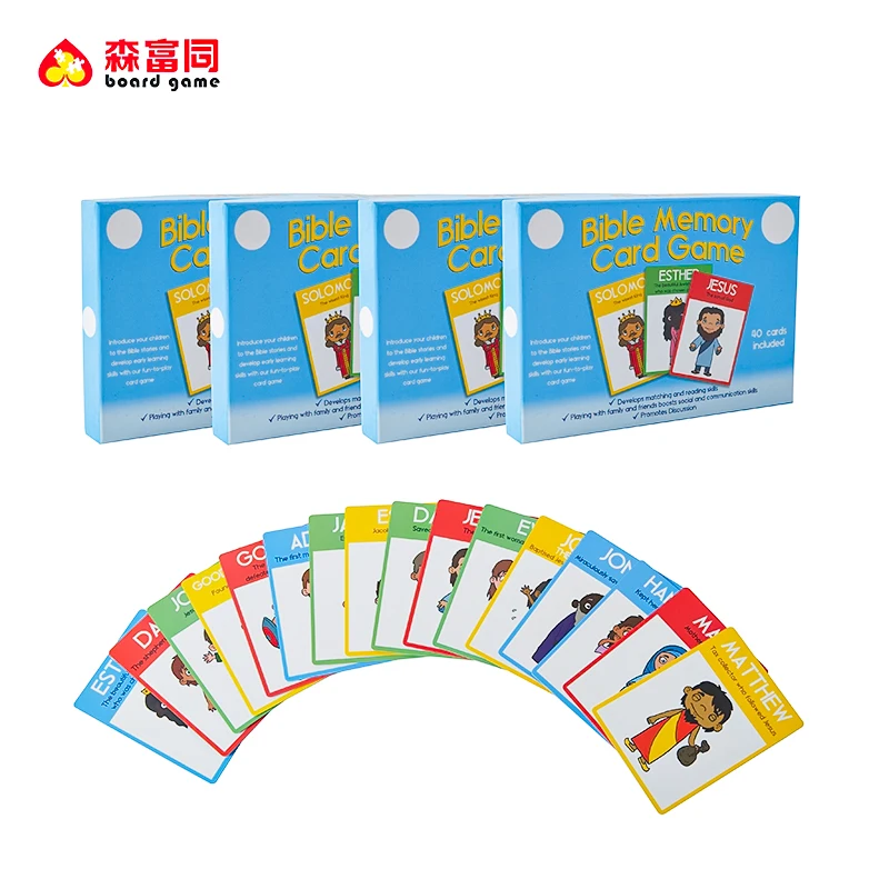 Custom Printing Card Games Maker Double Box Bible Memory Card Game Matching For Family Children