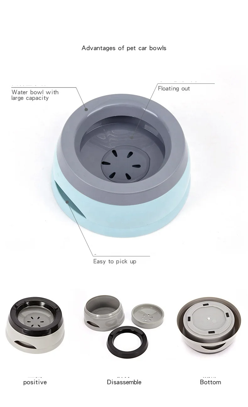 OEM para mascota Pet Plastic Feeding Bowl Anti Spill Anti Splash Travel Handheld Water Detachable Portable Dog Feeding Bowl