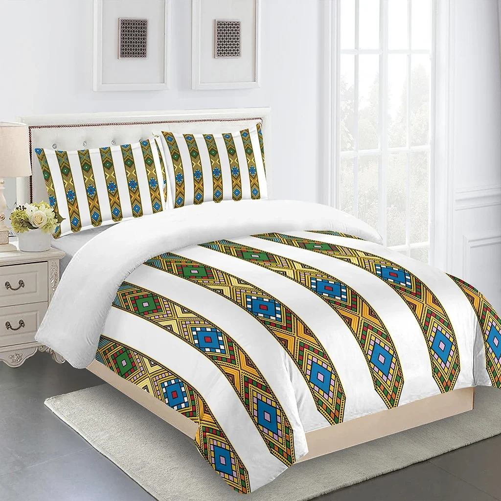 3D Printed duvet cover Ethiopian style custom comfort bedding complete double bed twin bed cover