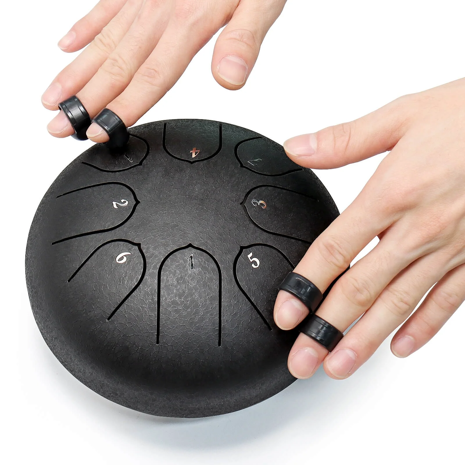 Steel Tongue Drum 6 Inch 8 Note Percussion Instrument Lotus Drum used for musical education gifts yoga meditation(Obsidian patt)