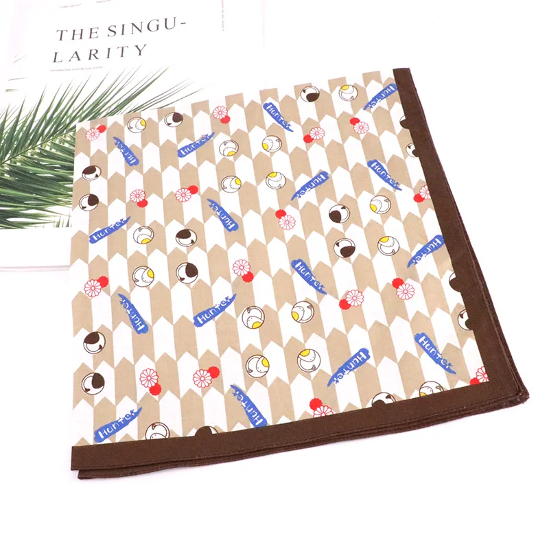 Wholesale solid color double side printing  soft 100% organic cotton triangular paw custom design scarf pet dog bandana